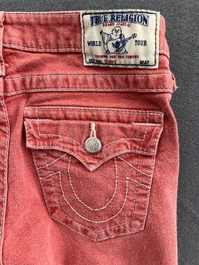 True Religion skinny jeans crystal buttons papaya coral 26 x 33